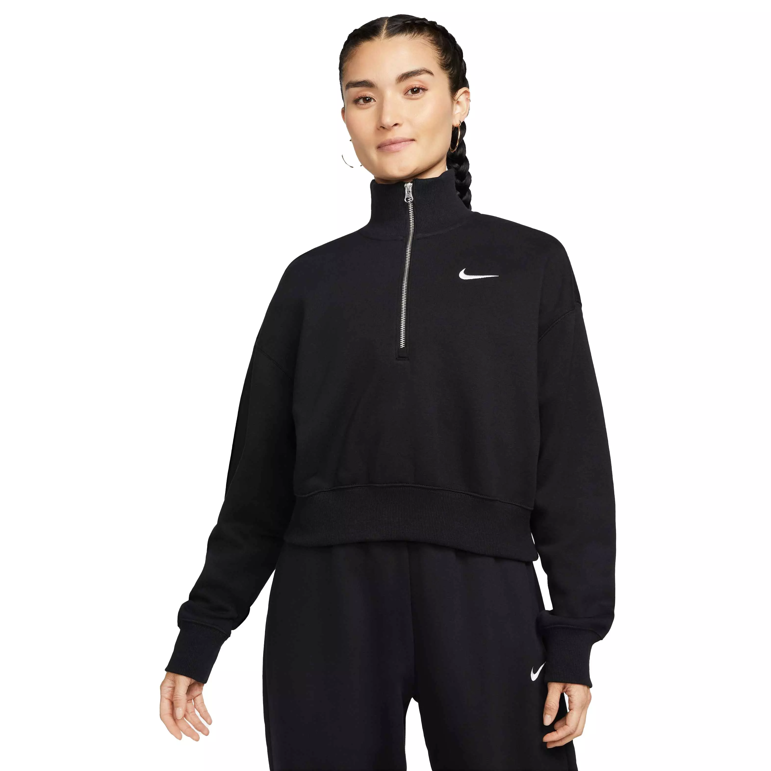 Nike essential fleece half best sale zip crop